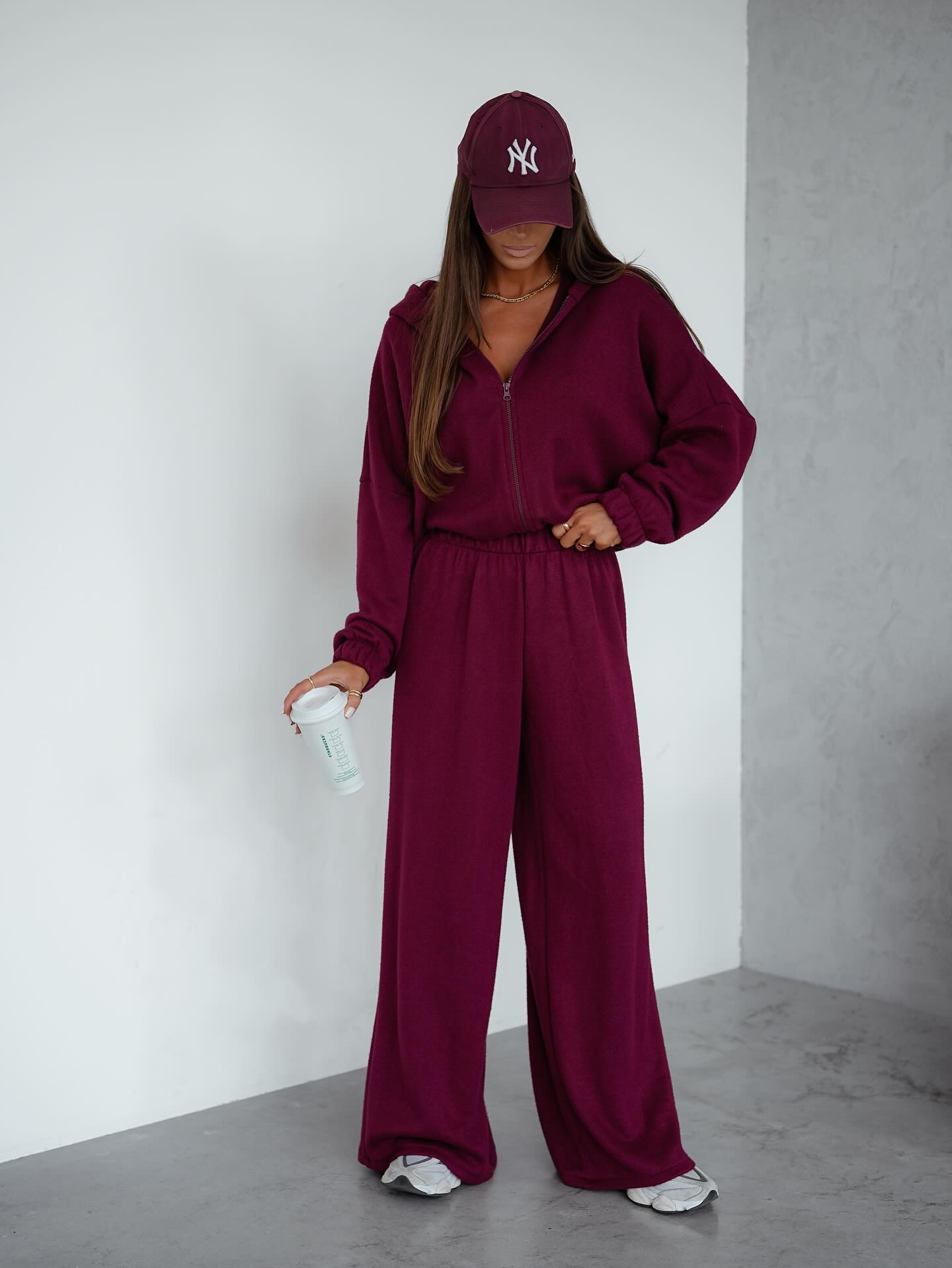 Komplet sweterkowy Agatha Bordowy zdjęcie 1