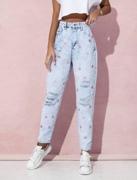 Spodnie Mom Fit Gwiazdki zdjęcie 1