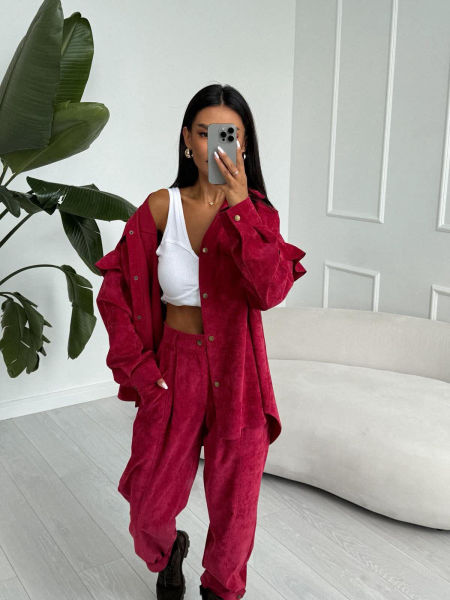 Spodnie Sztruksowe Bordowe zdjęcie 2