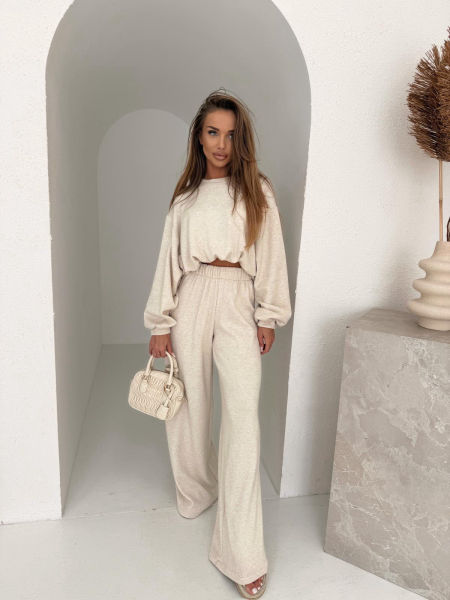 Komplet Dresowy Wełniany Agatha Jasny Beż zdjęcie 1