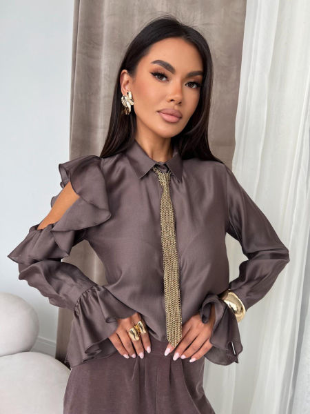 Koszula z Falbankami Pari Czekoladowa zdjęcie 1