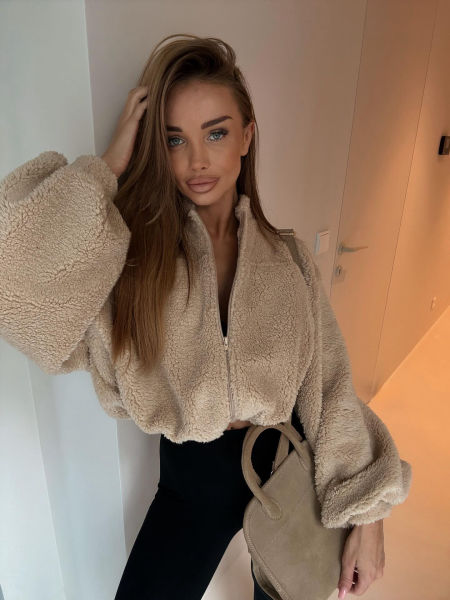 Bluza Teddy Z Miękkiego Misia Beżowa zdjęcie 1