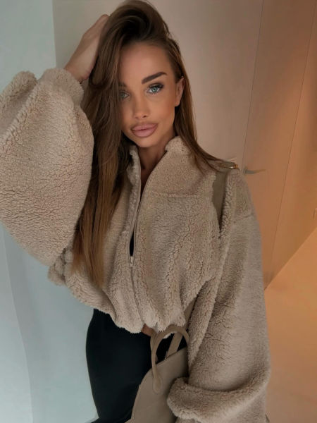 Bluza Teddy Z Miękkiego Misia Beżowa zdjęcie 3