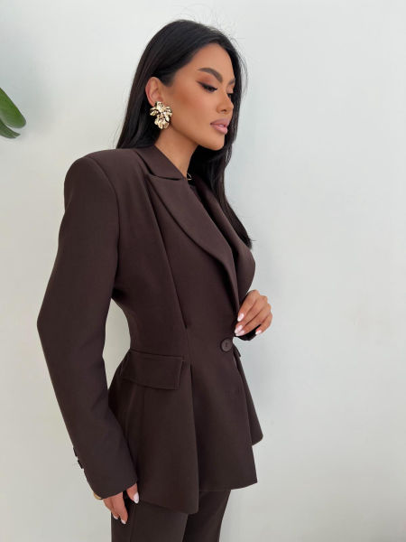 Spodnie Eleganckie Damskie Le Pari Brązowe zdjęcie 2