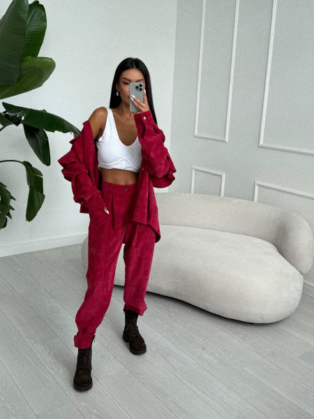 Koszula Sztruksowa Bordowa zdjęcie 2