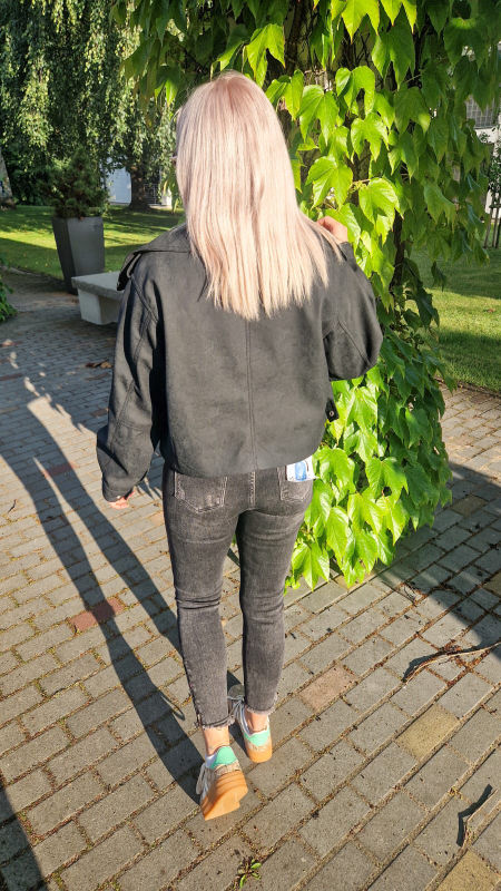 Kurtka Ekoskóra Czarna Adele Oversize zdjęcie 3