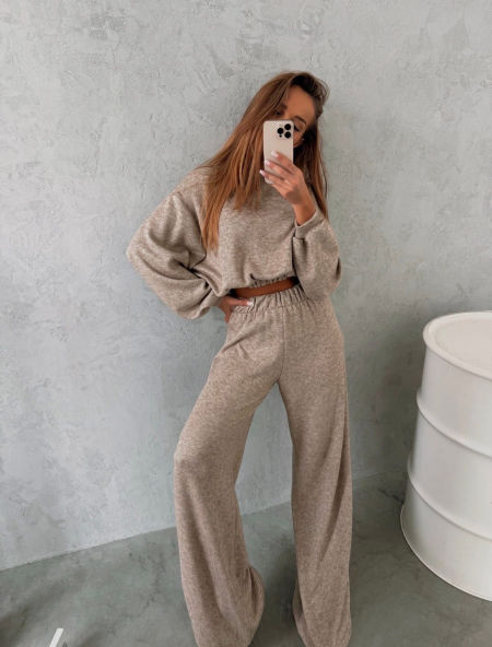 Komplet Dresowy Wełniany Agatha Mocca zdjęcie 1