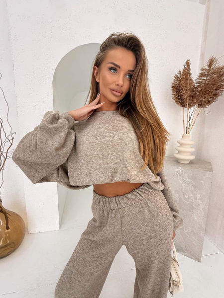 Komplet Dresowy Wełniany Agatha Mocca zdjęcie 4