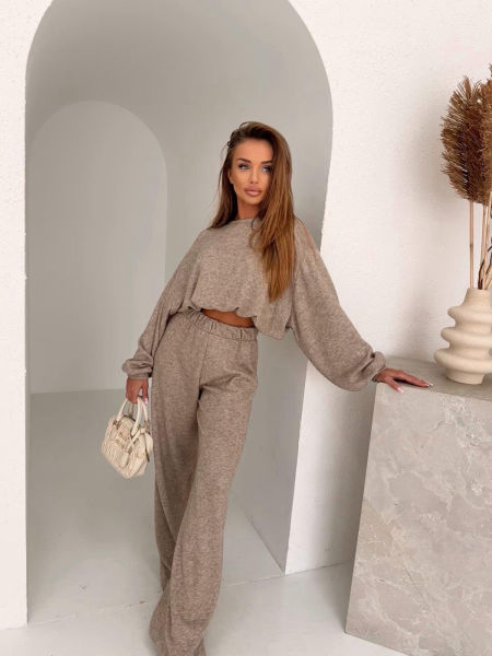 Komplet Dresowy Wełniany Agatha Mocca zdjęcie 3