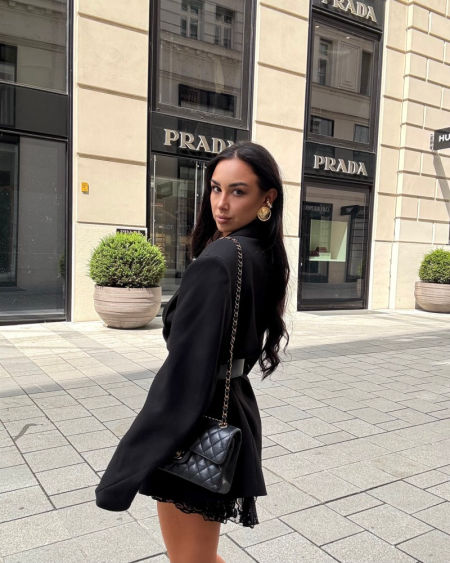 Marynarka z Paskiem Lamilla Premium Czarna zdjęcie 3