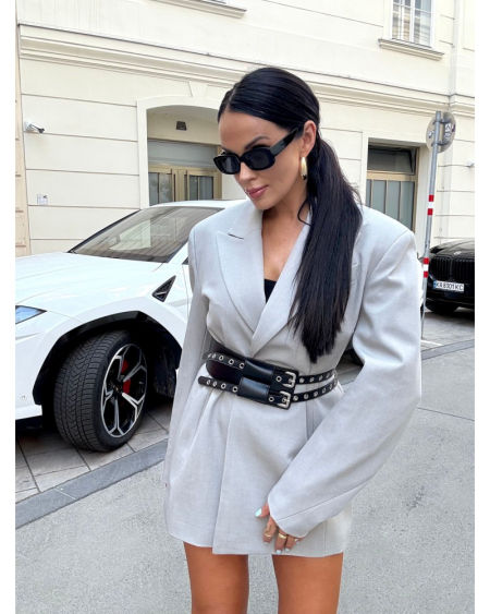 Marynarka z Paskiem Lamilla Premium Szara zdjęcie 2