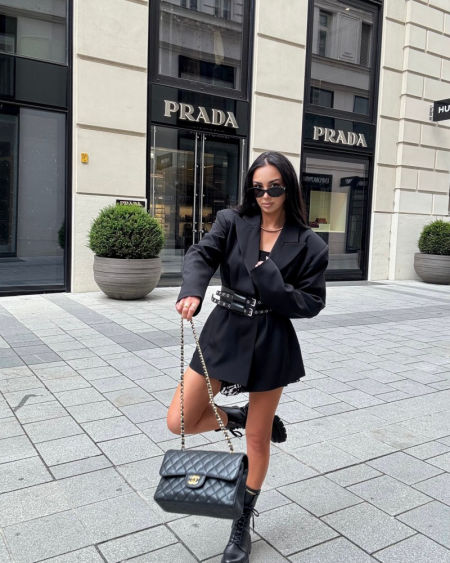 Marynarka z Paskiem Lamilla Premium Czarna zdjęcie 2